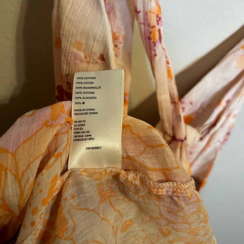 Free People Floral Halter Tank Top - Pink and Orange Brinkley Smocked - Picture 5 of 13